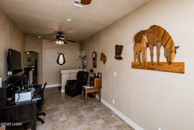 home office featuring ceiling fan