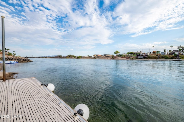 view of dock featuring a water view