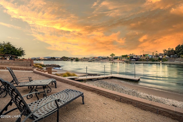 dock area featuring a water view