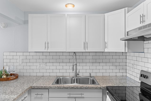 1850 Swanson Ave Unit A16, Lake Havasu City, AZ 86403 - kitchen featuring under cabinet range hood, stainless steel electric range oven, light countertops, and a sink