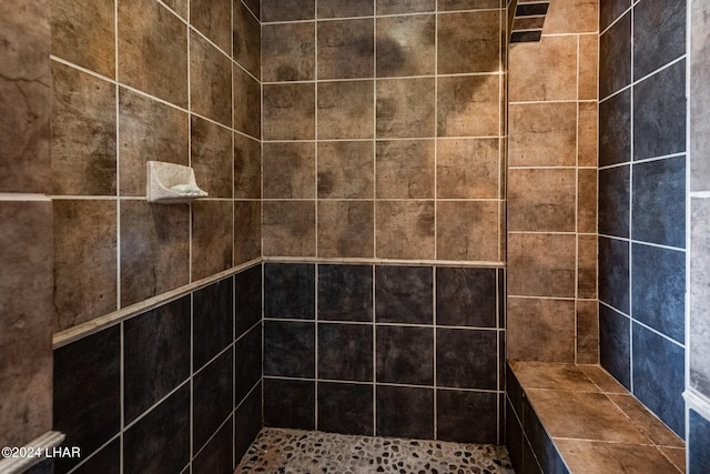 interior details featuring tiled shower