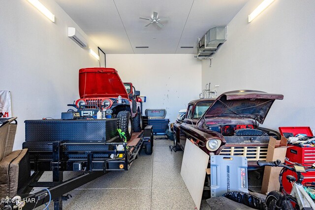2800 Papeete Dr, Lake Havasu City, AZ 86404 - garage with a ceiling fan and a wall mounted AC