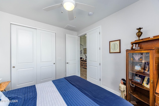 2800 Papeete Dr, Lake Havasu City, AZ 86404 - bedroom with visible vents, a closet, and ceiling fan