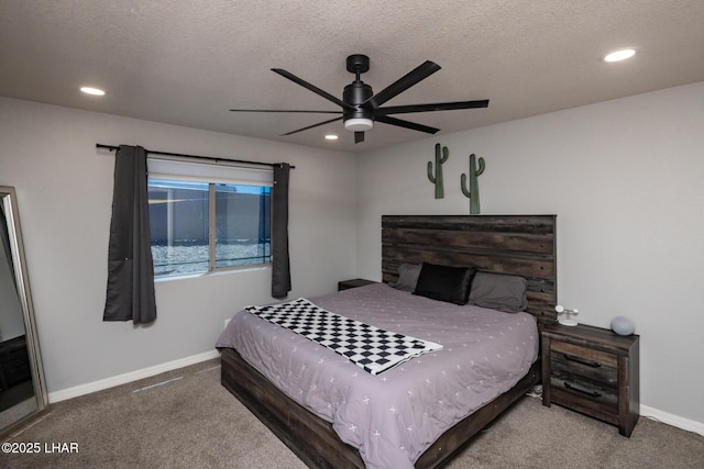 2764 Daytona Ave, Lake Havasu City, AZ 86403 - bedroom with carpet floors, baseboards, recessed lighting, and a textured ceiling