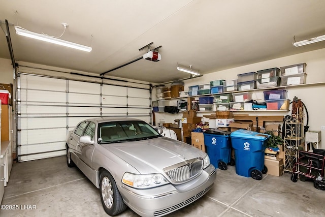 garage with a garage door opener