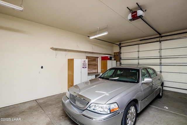 garage with a garage door opener