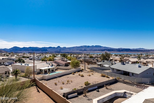 property view of mountains with a residential view