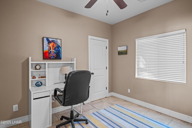 3370 Thunderhead Dr, Lake Havasu City, AZ 86406 - office with ceiling fan and light tile patterned floors