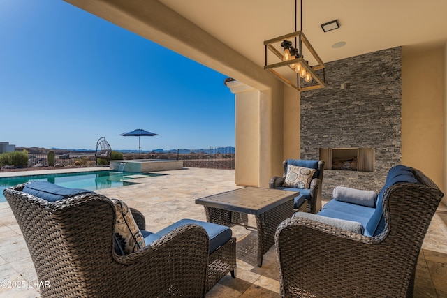 view of patio with a pool with connected hot tub