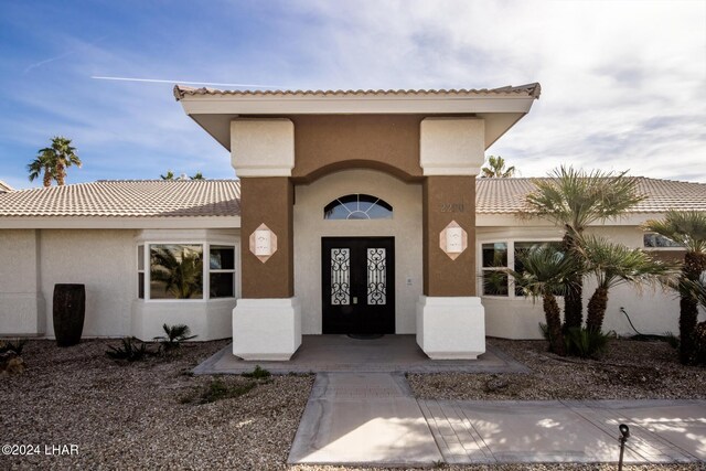 property entrance with french doors