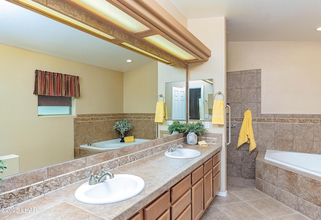 2554 Beverly Glen Dr, Lake Havasu City, AZ 86403 - full bathroom with a bath, tile patterned flooring, and double vanity