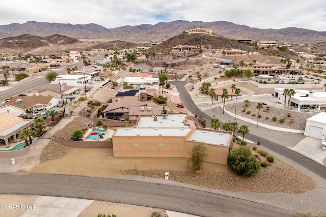 bird's eye view featuring a residential view and a mountain view