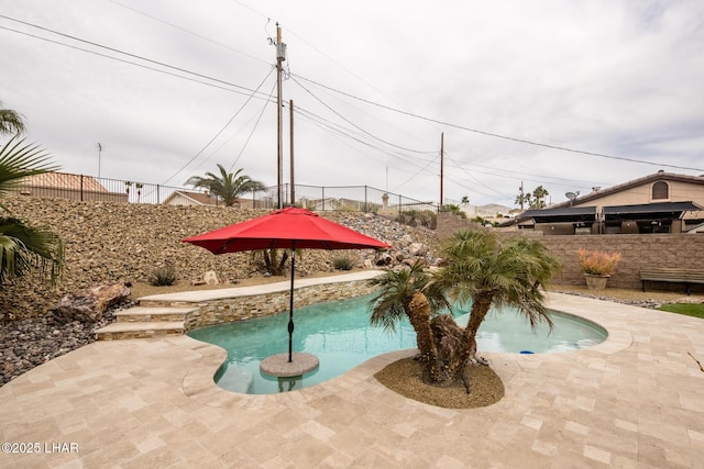 pool featuring a patio area and a fenced backyard