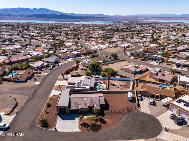 bird's eye view with a mountain view