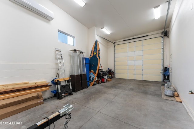 garage with a wall unit AC