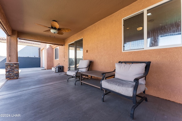 view of patio with ceiling fan