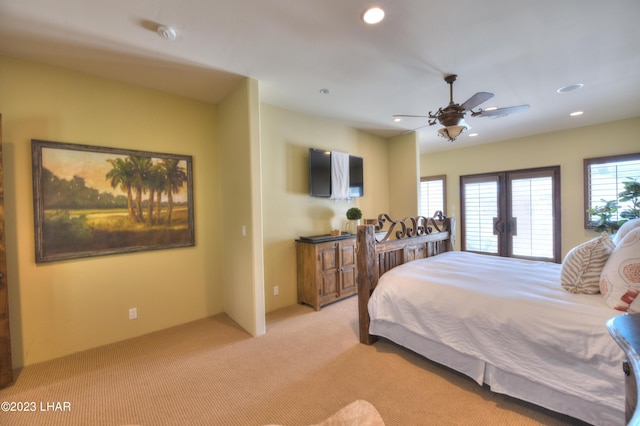 9124 Lakeview Dr, Parker, AZ 85344 - bedroom featuring light colored carpet and ceiling fan
