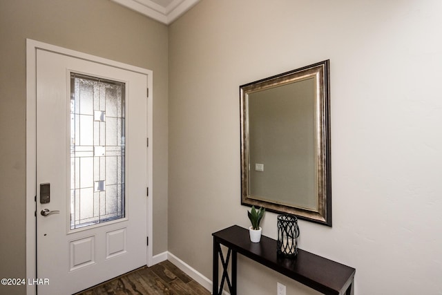 entryway with dark hardwood / wood-style floors