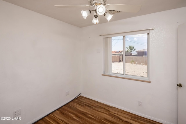 3716 Sloop Ln, Lake Havasu City, AZ 86406 - empty room featuring a ceiling fan, wood finished floors, and baseboards