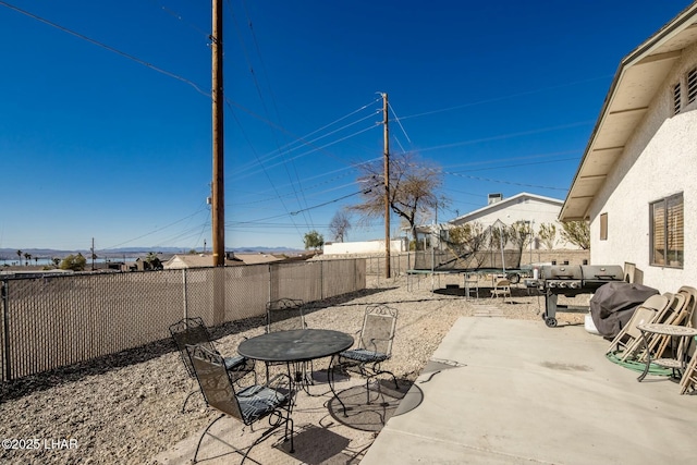 view of patio / terrace with a trampoline