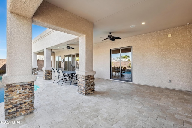 1589 Park Terrace Ave, Lake Havasu City, AZ 86404 - view of patio / terrace featuring ceiling fan and outdoor dining space