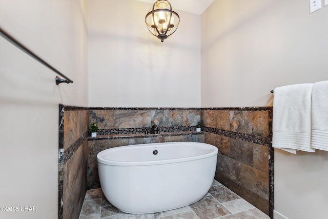 1589 Park Terrace Ave, Lake Havasu City, AZ 86404 - full bath with a freestanding bath, wainscoting, and tile walls
