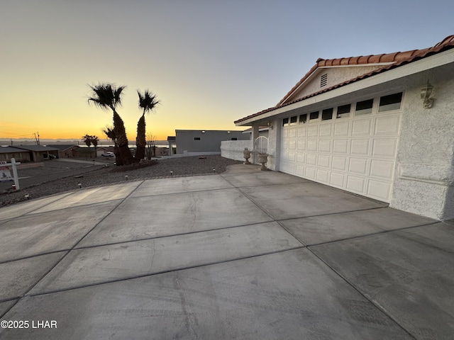 exterior space featuring a garage