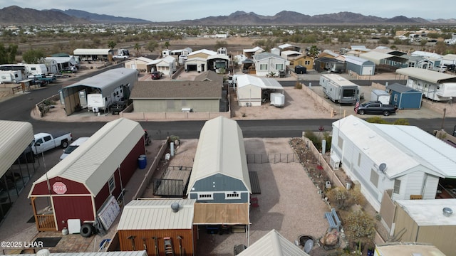 aerial view featuring a residential view and a mountain view