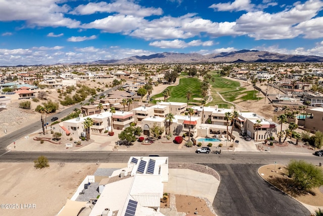 drone / aerial view with a mountain view and a residential view