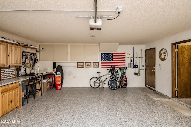 garage with a garage door opener