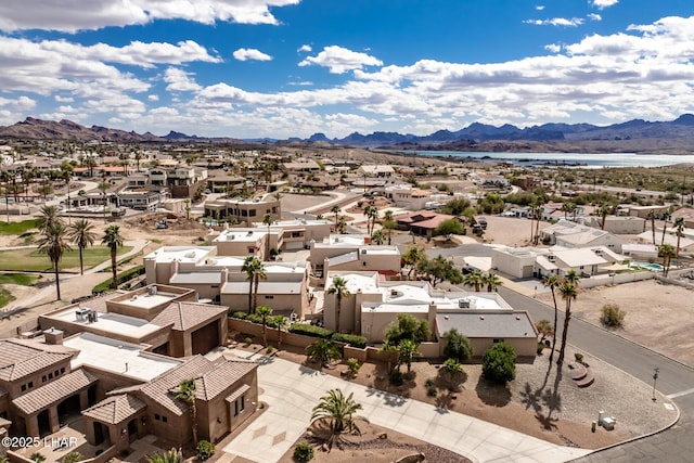 bird's eye view featuring a residential view and a mountain view