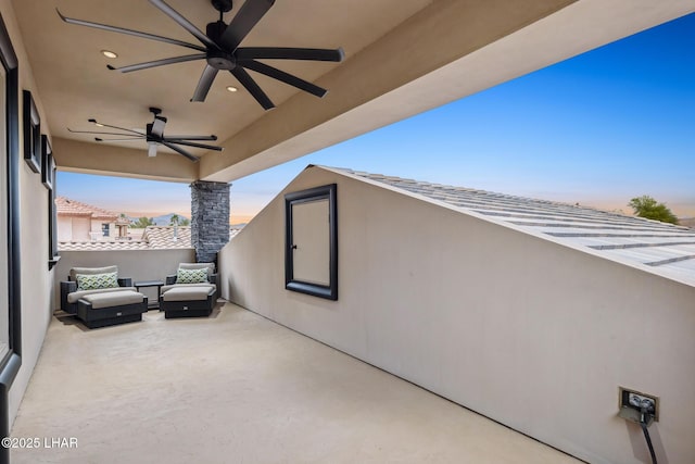 view of patio / terrace with a ceiling fan