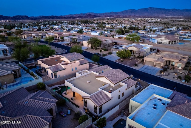 aerial view with a residential view and a mountain view