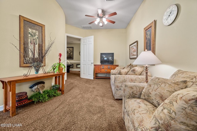 8480 Miraleste Shores Dr, Parker, AZ 85344 - carpeted living room with ceiling fan