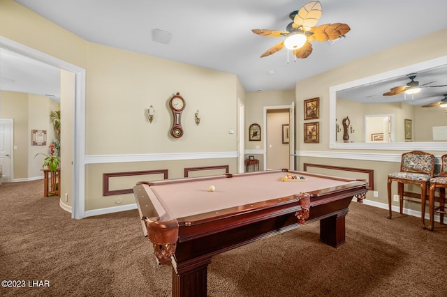 8480 Miraleste Shores Dr, Parker, AZ 85344 - playroom with ceiling fan, carpet, and billiards table
