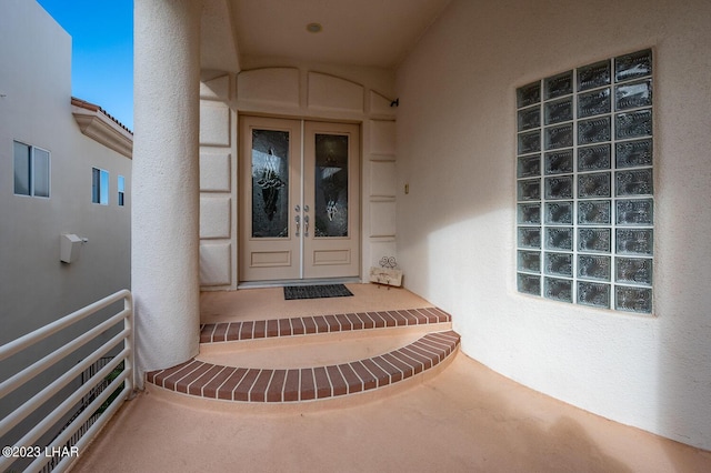 8480 Miraleste Shores Dr, Parker, AZ 85344 - property entrance with french doors and stucco siding