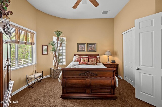 8480 Miraleste Shores Dr, Parker, AZ 85344 - carpeted bedroom with ceiling fan and a closet