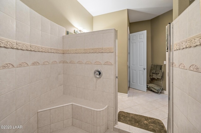 8480 Miraleste Shores Dr, Parker, AZ 85344 - bathroom with a tile shower and tile patterned flooring