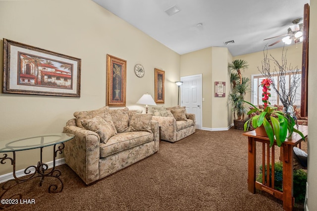8480 Miraleste Shores Dr, Parker, AZ 85344 - living area featuring carpet and a ceiling fan