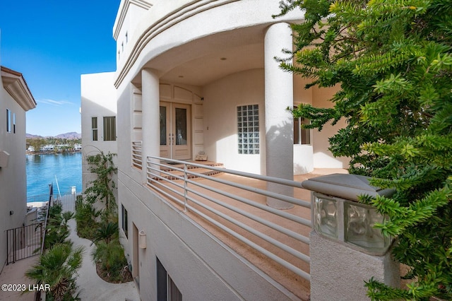 8480 Miraleste Shores Dr, Parker, AZ 85344 - balcony with french doors and a water view