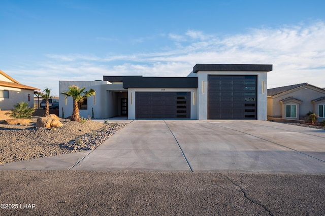 contemporary home featuring a garage