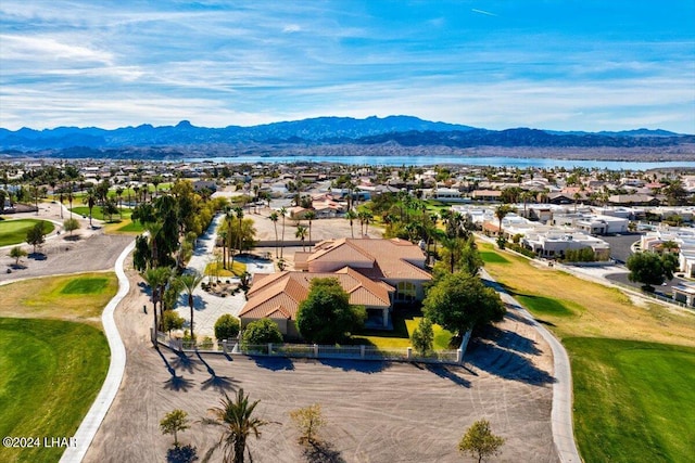 drone / aerial view with a mountain view