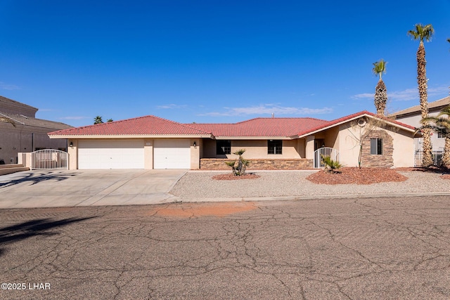 view of front of property with a garage