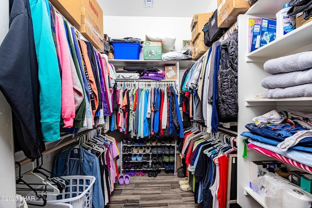 spacious closet with wood finished floors