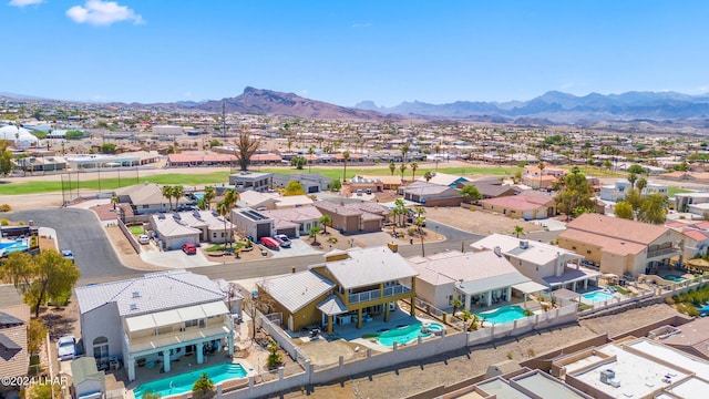 birds eye view of property featuring a residential view and a mountain view