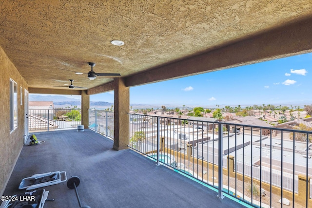 balcony with ceiling fan