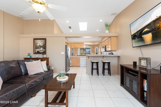 1607 Linda Dr, Lake Havasu City, AZ 86403 - living room with light tile patterned floors, ceiling fan, and recessed lighting