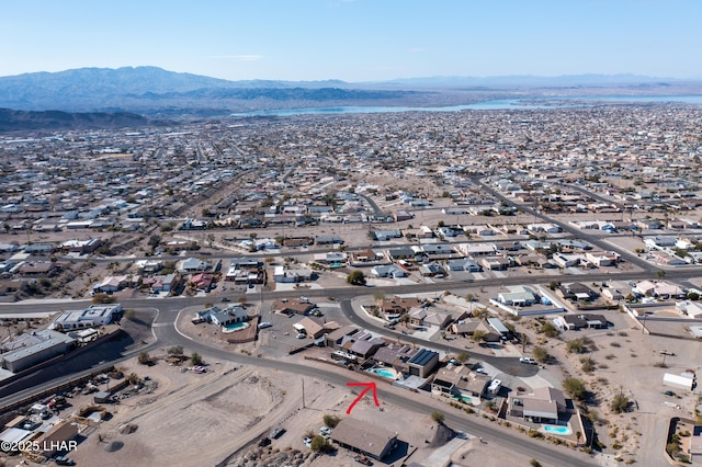 drone / aerial view with a mountain view