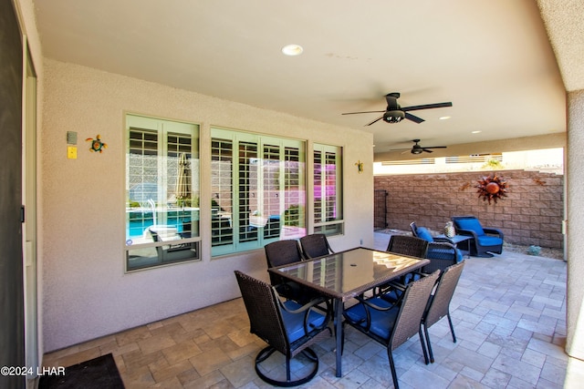 view of patio with ceiling fan