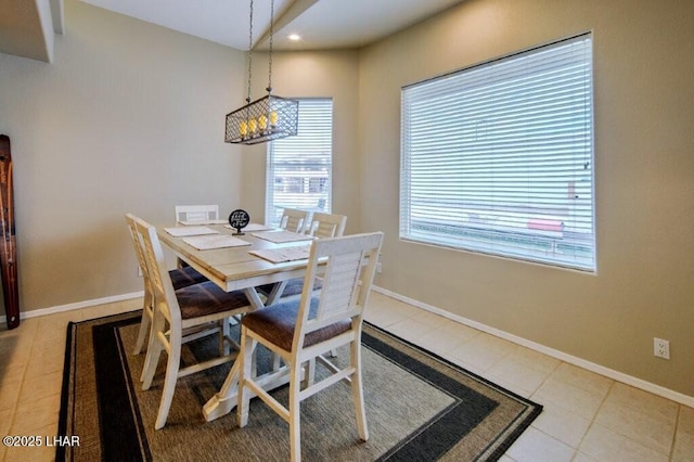 8839 Yaqui Loop, Parker, AZ 85344 - dining space with a chandelier, light tile patterned floors, baseboards, and recessed lighting